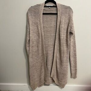 John + Jenn Beige Cardigan Minimalist Classic Boho Knit Bohemian Classic Relaxed